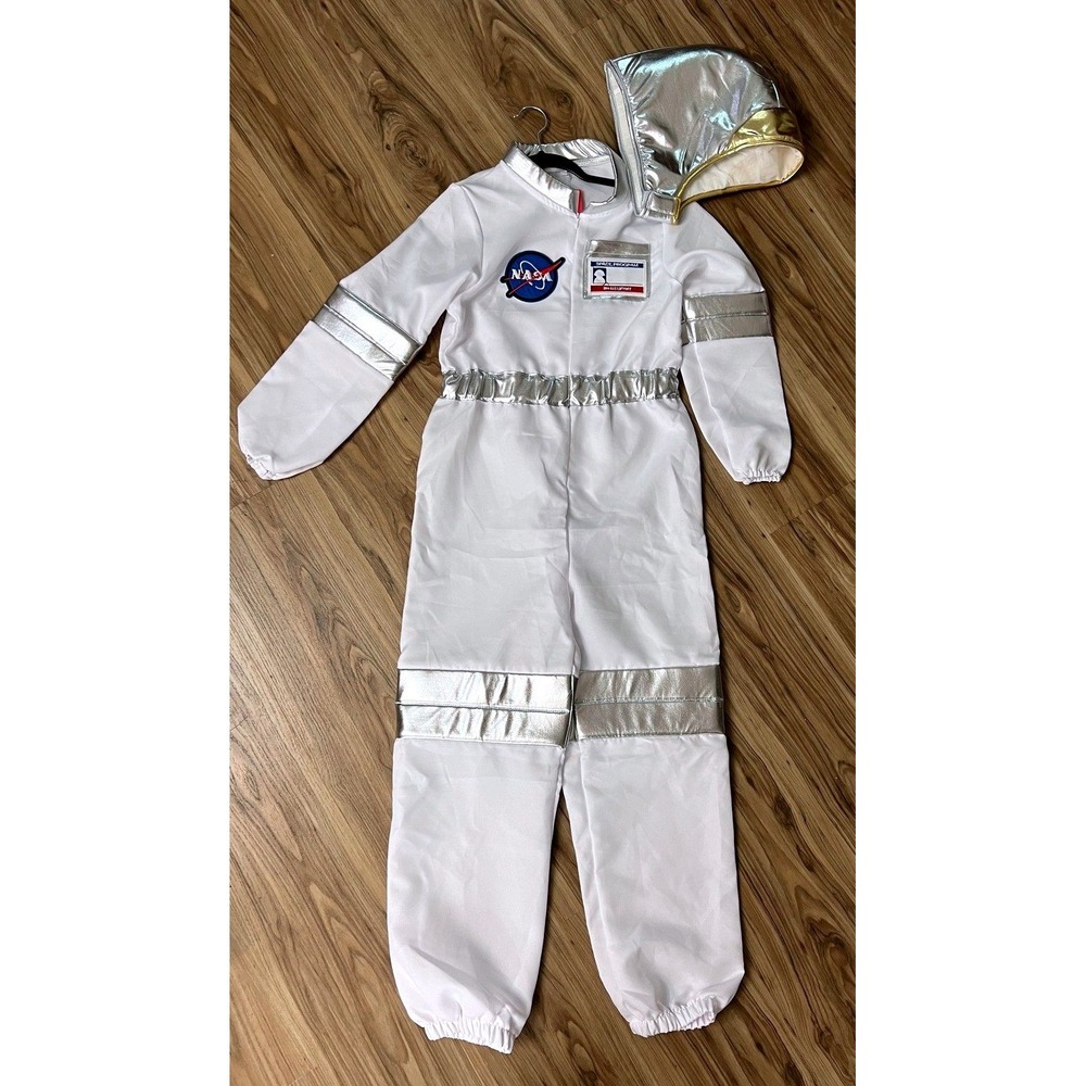 Relibeauty NASA Astronaut Costume Kids 10-12 White Jumpsuit with Helmet NWT